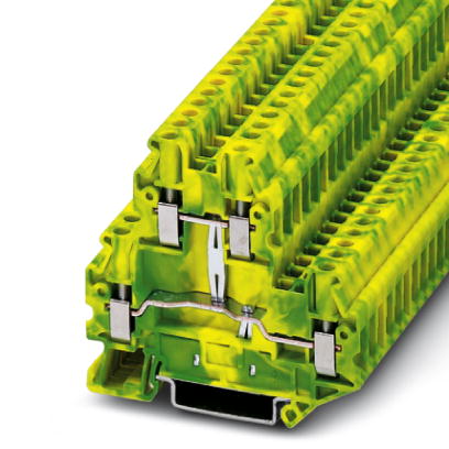 Phoenix Contact Ground - Multi-Level Terminal Block; UTTB  4-PE; 2-Level; #26 - #10; Screw Connection; Green-Yellow